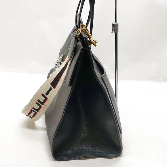 Gucci Hand Bag Sherry Line Black Leather mon995-100625 - Picture 3 of 16